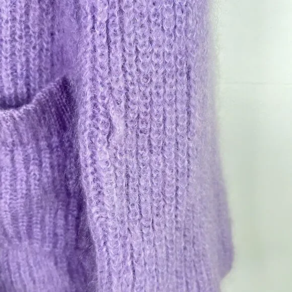 Naadam Mohair‎ Wool Blend Cardigan Sweater Size M Purple - Picture 4 of 10